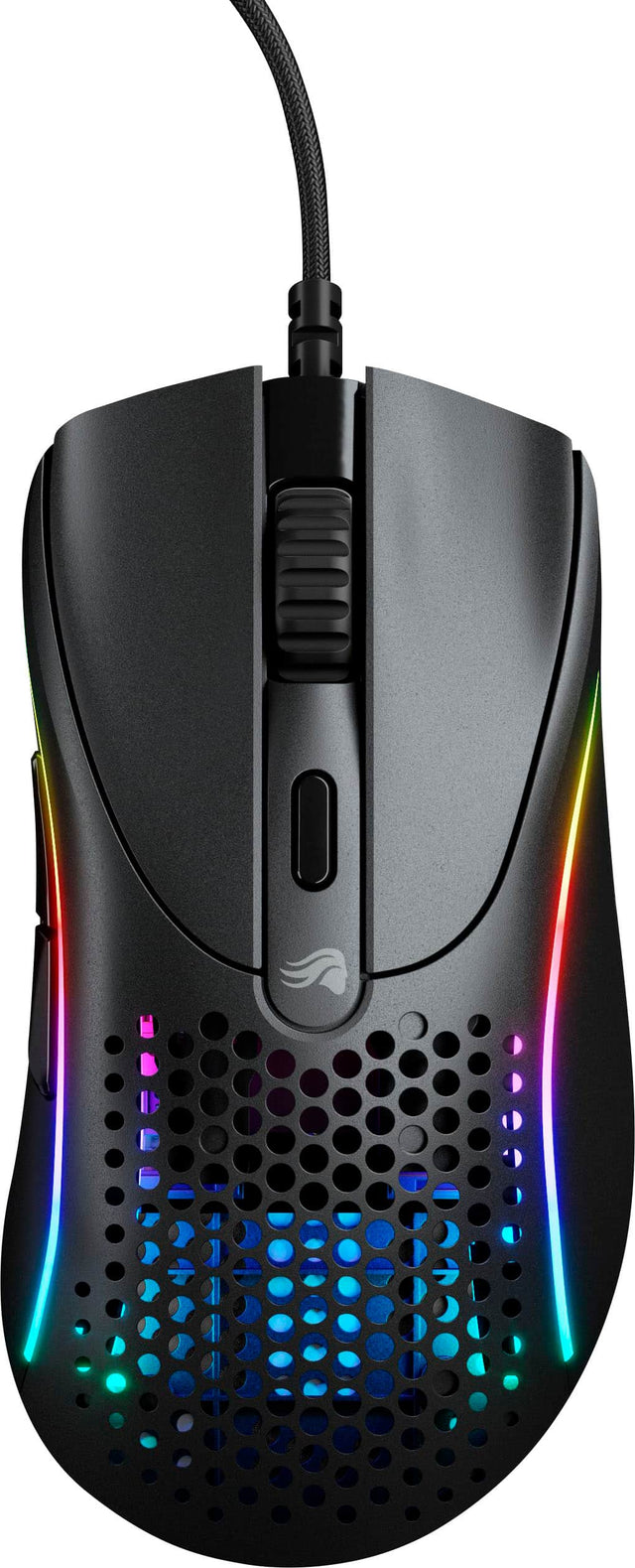 Front. Glorious - Model D 2 Wired Optical RGB Gaming Mouse with 6 Programmable Buttons - Matte Black.