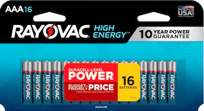Rayovac - High Energy AAA Batteries (16 Pack), Alkaline Triple A Batteries
