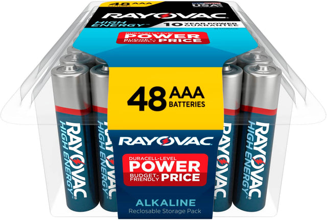 Front. Rayovac - Rayovac High Energy AAA Batteries (48 Pack), Alkaline Triple A Batteries - Silver.