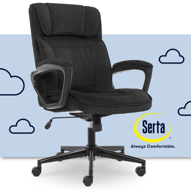 Front. Serta - Hannah Upholstered Executive Office Chair with Headrest Pillow - Charcoal Gray.