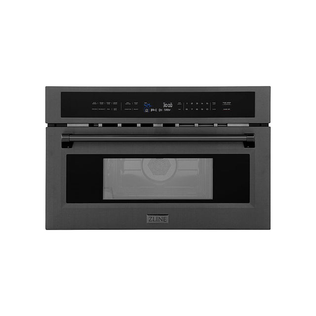 Front. ZLINE - 30" 1.6 cu ft. Built-in Convection Microwave Oven in Black Stainless Steel with Speed and Sensor Cooking.