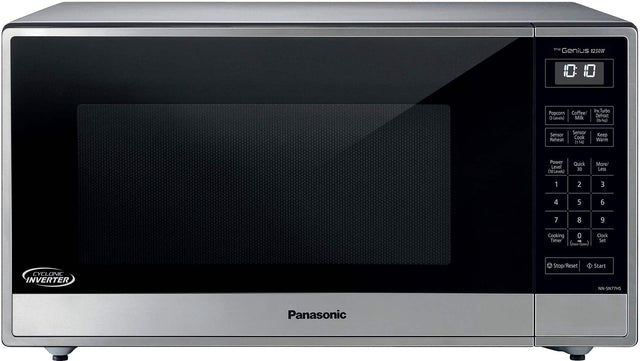 The text on the image reads: "Panasonic 123000 Turbo Popcom Carfien Milk Detoe ias . aC Sensar Achean Semsor Cook hsE Saep nerm Power Gevel Quise - Morer Una - 2 3 4 5 6 7 8 9 Cooking O Tamer  Cook 5 CuM INVERTER Shop/Teset start N Sturmes Panasonic."