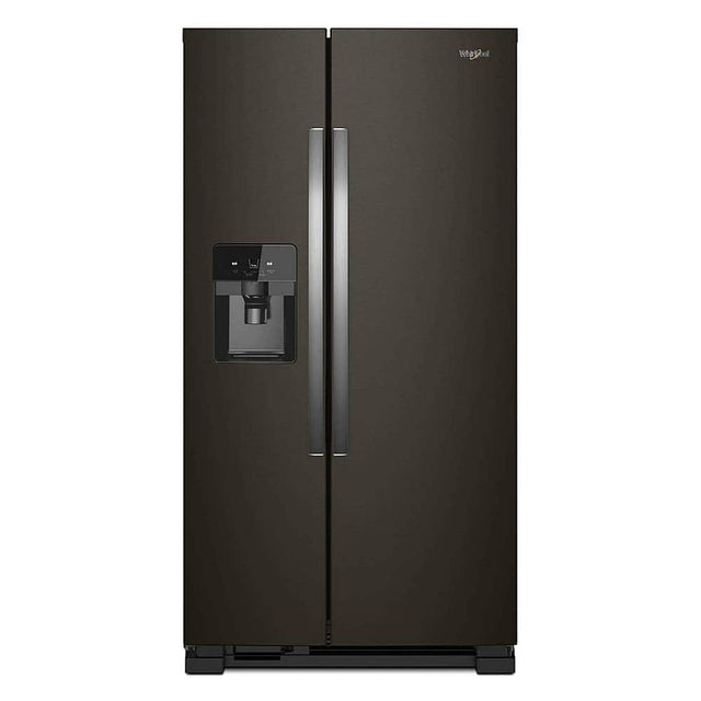 Front. Whirlpool - 21.4 Cu. Ft. Side-by-Side Refrigerator - Black Stainless Steel with Printshield Finish.