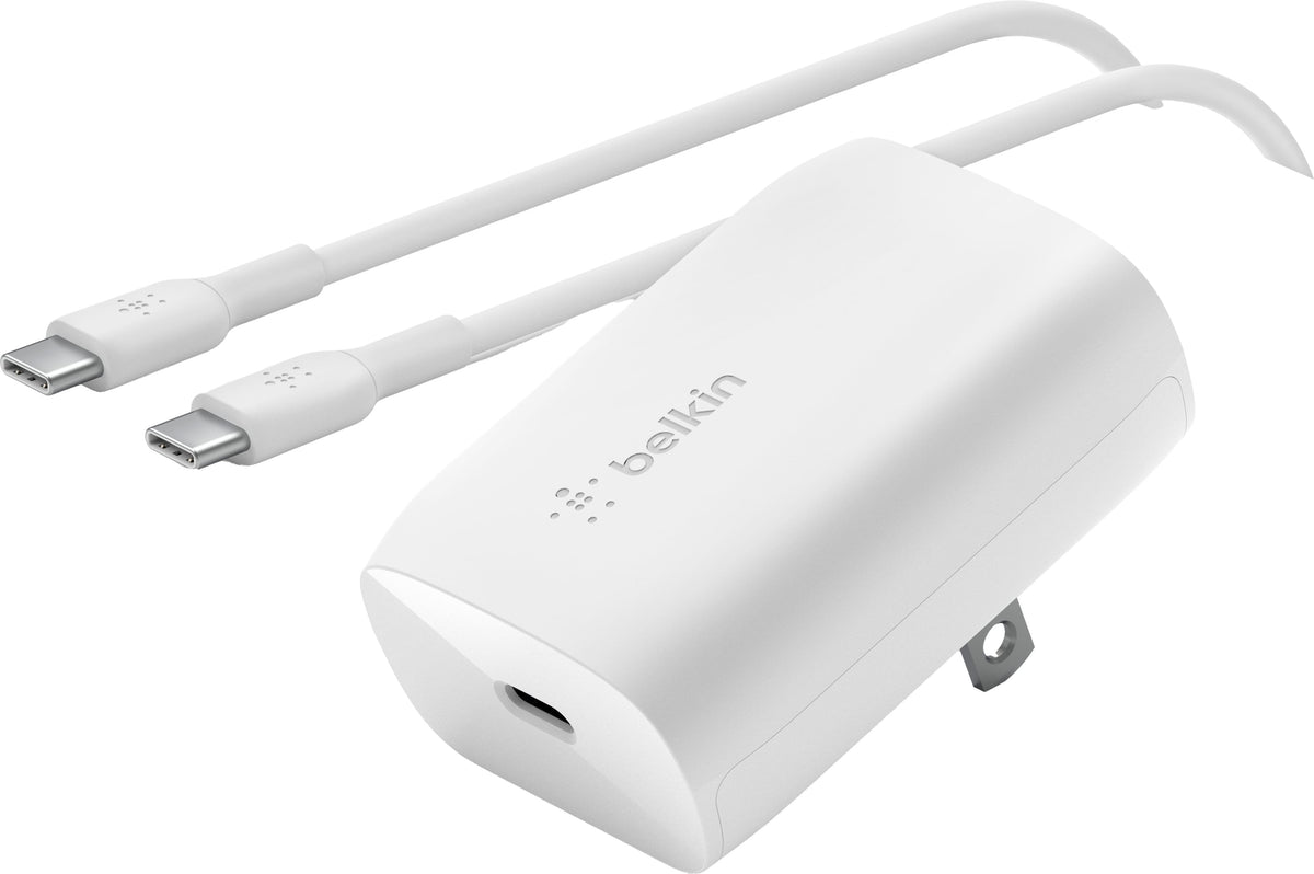 Belkin - BOOST↑CHARGE USB-C PD 3.0 PPS Wall Charger 30W with USB-C to USB-C Cable - White