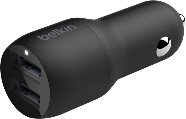 Front. Belkin - BoostCharge Dual USB-A Car Charger 24W - Black.
