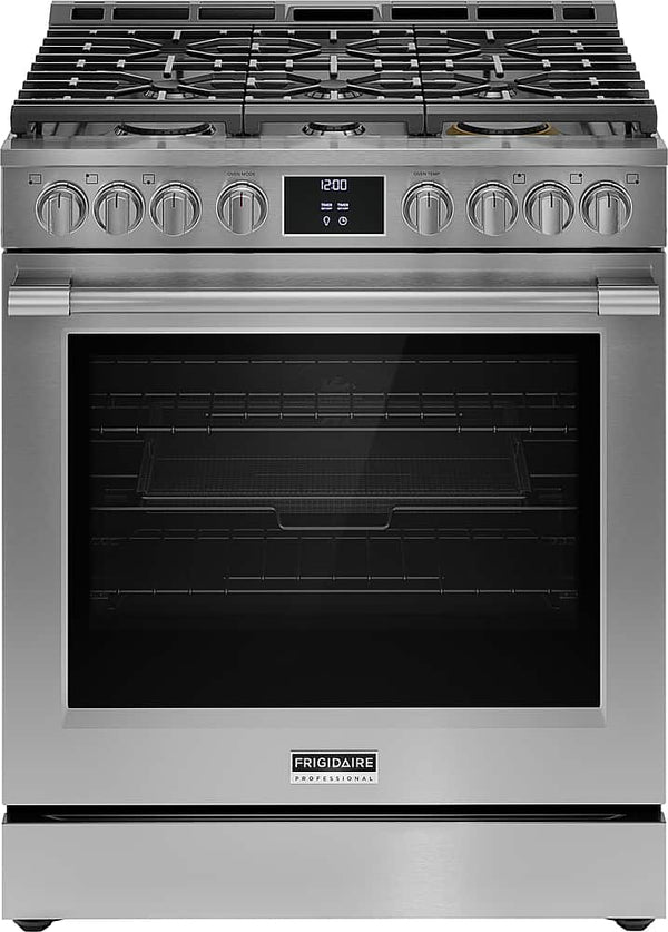 Frigidaire - Professional 30 in Wide 6 burners 6.0 Cu. Ft. Slide-In Total Convection Range with Air Fry - Stainless Steel