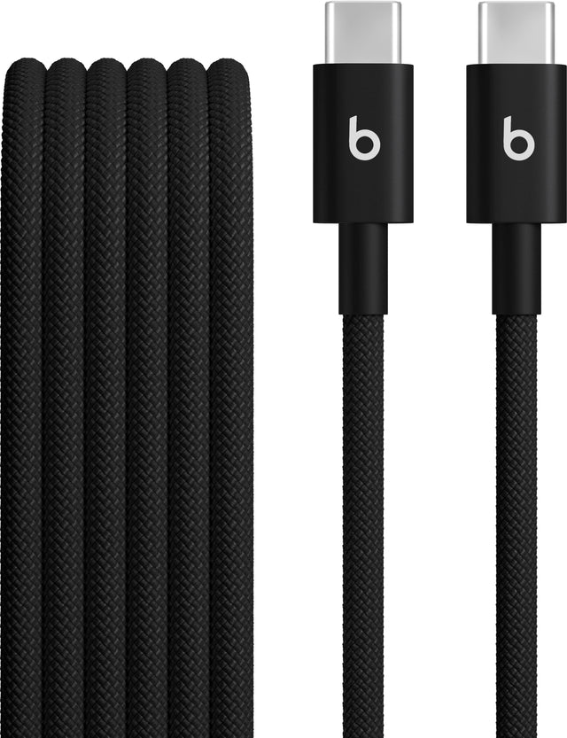 Front. Beats - 5' USB-C to USB-C Woven Cable - Bolt Black.