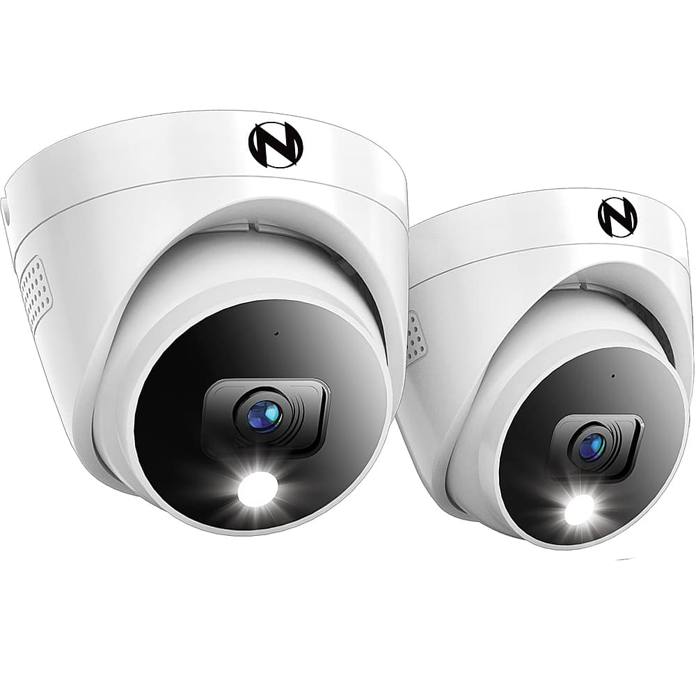 Night Owl - 2-Camera Indoor/Outdoor Add On Wired 2K Security Dome Cameras with 2-Way Audio - White