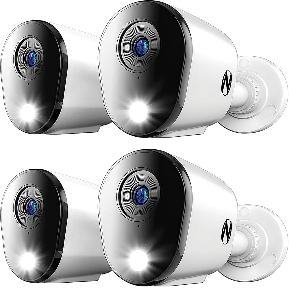 Night Owl - 4-Camera Indoor/Outdoor Add On Wired 4K Security Cameras with 2-Way Audio - White