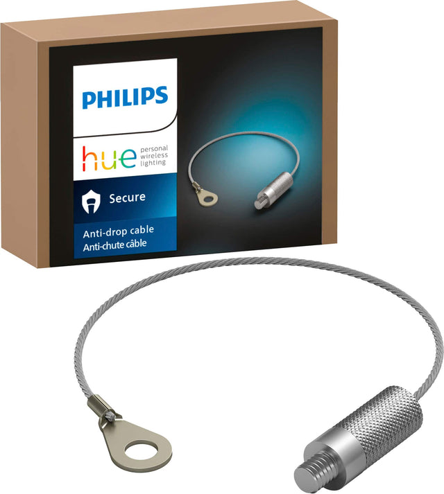 Philips personal hue wireless lighting system is a secure, anti-drop cable that ensures the safety of the user. The cable is designed to prevent accidents and provide a comfortable experience while using the lighting system.