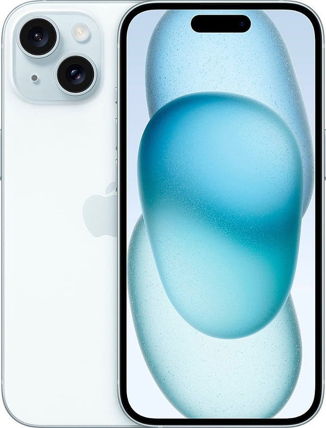 Front. Apple - Pre-Owned iPhone 15 5G 256GB (Unlocked) - Blue.