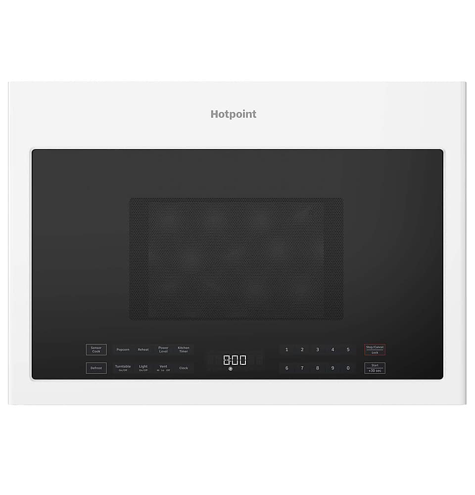Hotpoint - 1.4 Cu. Ft. Over-the-Range Microwave with Sensor Cooking and LED Display Controls - White