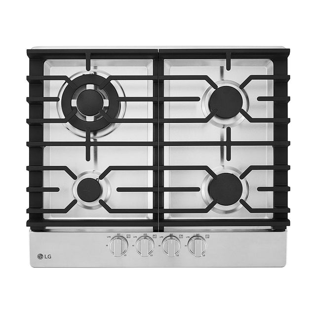 Front. LG - 24" Built-in Gas Cooktop with 4 Burners and 14K UltraHeat Burner - Stainless Steel.