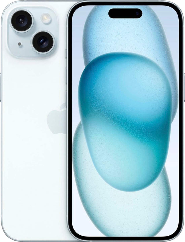 Front. Apple - Pre-Owned iPhone 15 5G 128GB (Unlocked) - Blue.