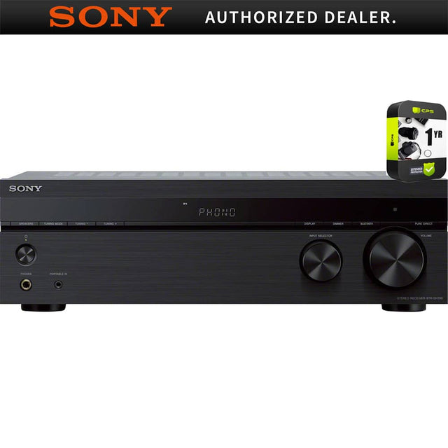 SONY AUTHORIZED DEALER.  
CPS - 1 YR  
SONY STEREO RECEIVER STR-DM90  
PHONO  
INPUT SELECTOR  
VOLUME  
PORTABLE IN  
PHONES