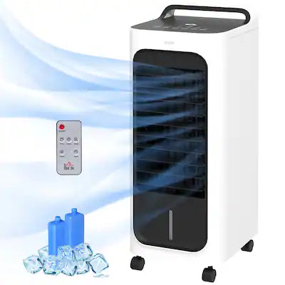 Homcom - Air Cooler with Ice Packs, Ice Cooling Fan Water Humidifier Unit with Remote