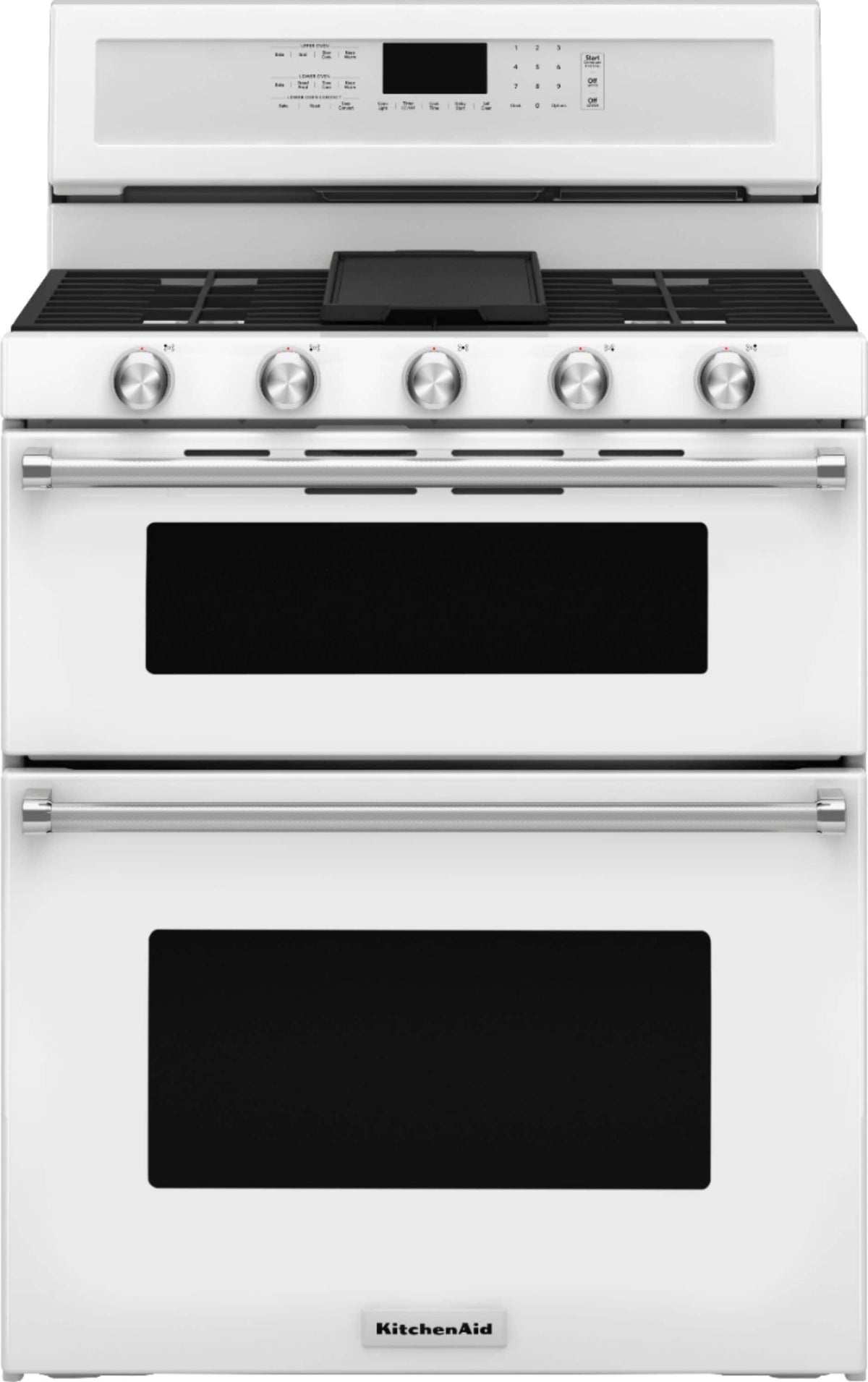 KitchenAid - 30 in. Wide 5 burners 6.0 cu. ft. Self-Cleaning Freestanding Double Oven Gas Convection Range - White