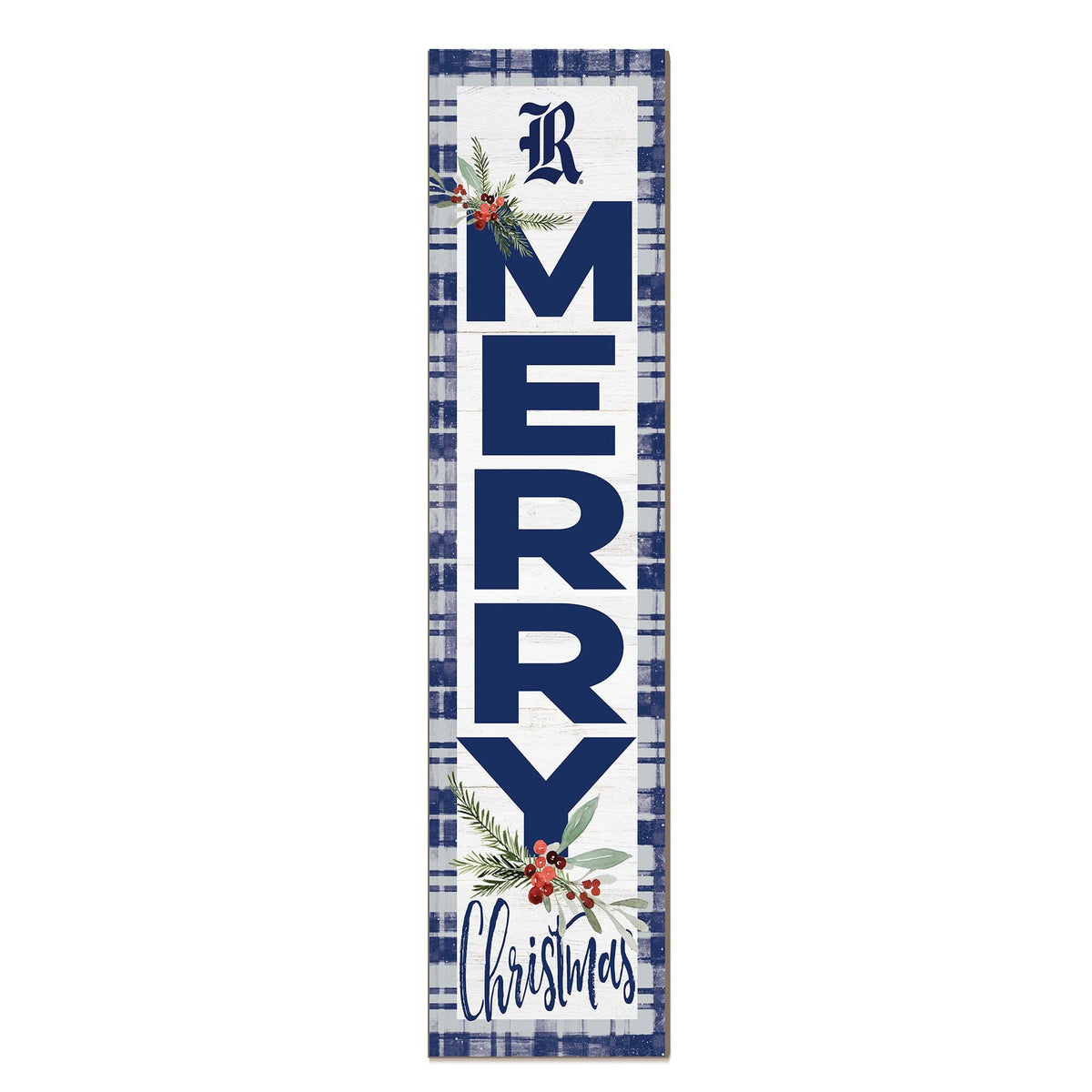 Jardine - Rice Owls 12'' x 48'' Outdoor Merry Christmas Leaner - White