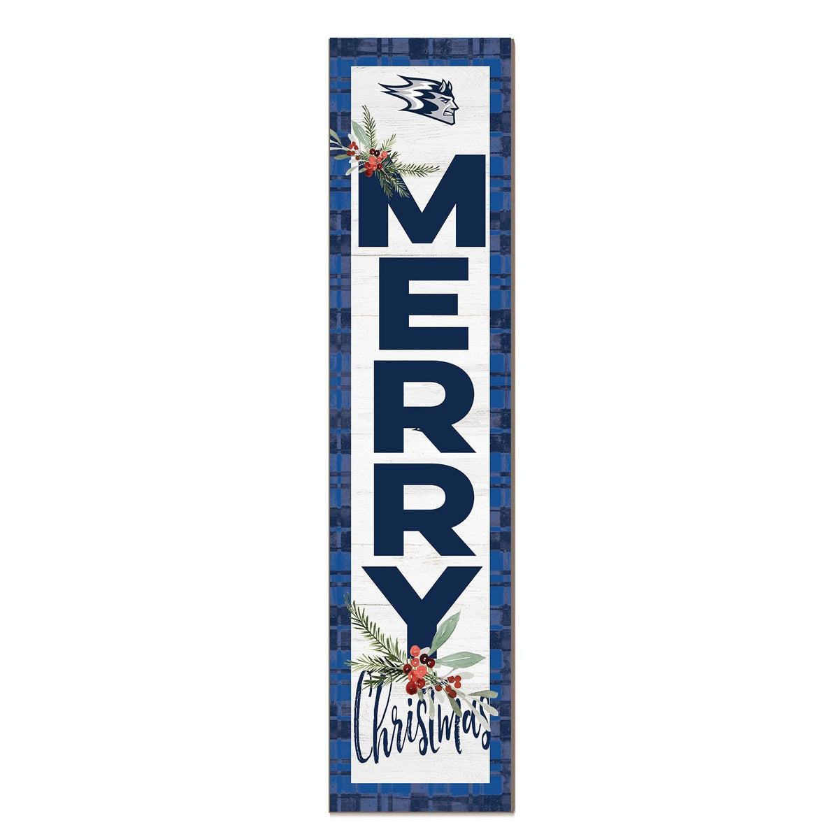 Jardine - Wisconsin Stout Blue Devils 12'' x 48'' Outdoor Merry Christmas Leaner - White
