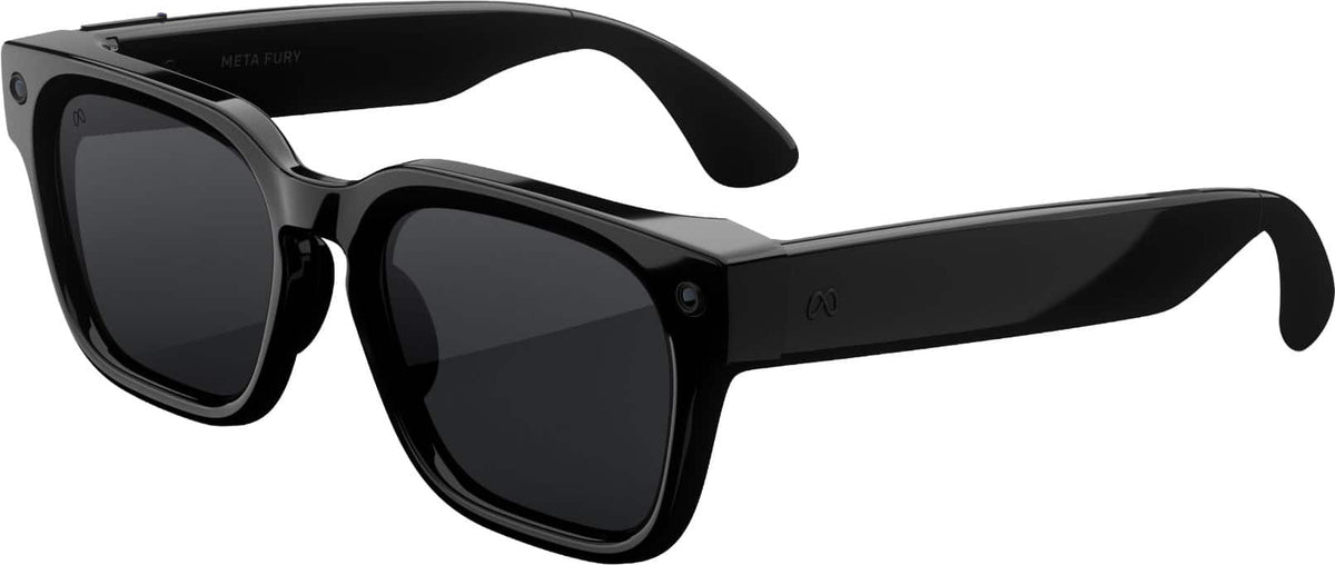 Meta - Fury - AI Glasses-Smart Features like 12MP Camera, Live Translate-3K HD Resolution- 8+Hour Battery-Polarized Grey Lenses - Classic Black