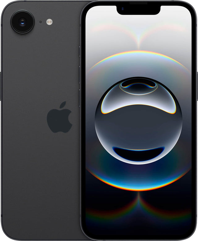 Front. Apple - Pre-Owned Good iPhone 16e 5G 128GB - Apple Intelligence - (Unlocked) - Black.