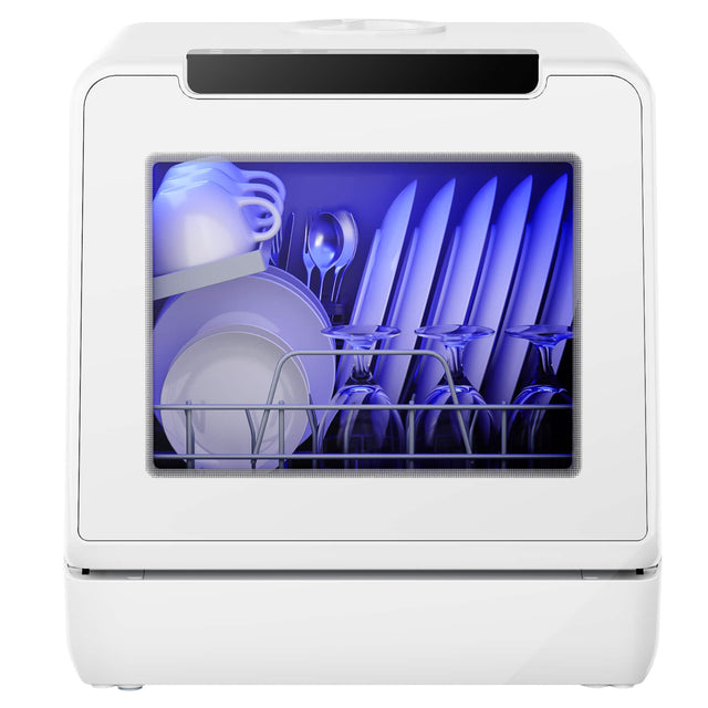 Front. SIMZLIFE - Portable Countertop Dishwasher - 6 Place Settings, 9 Washing Programs with Self-Clean & Energy Efficient - white.
