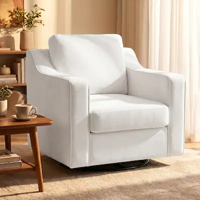 KERDOM - Modern Swivel Accent Chair, 360° Armchair with Sloped Arm & Thick Cushion, Deep Seat Lounge Chair for Living Room Office
