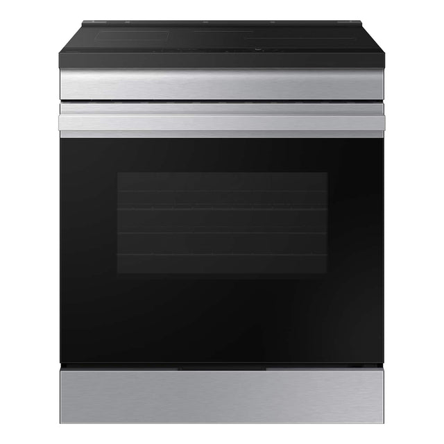 Front. Samsung - 30 in. Wide 4 Elements Bespoke 6.3 Cu. Ft. Slide-In Electric Induction Range with Air Fry - Stainless Steel.