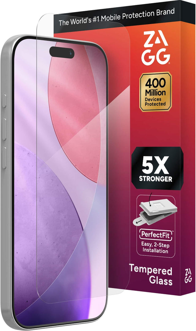 The World's #1 Mobile Protection Brand

ZAGG

400 Million Devices Protected

5X STRONGER

PerfectFit™
Easy, 2-Step Installation

Tempered Glass