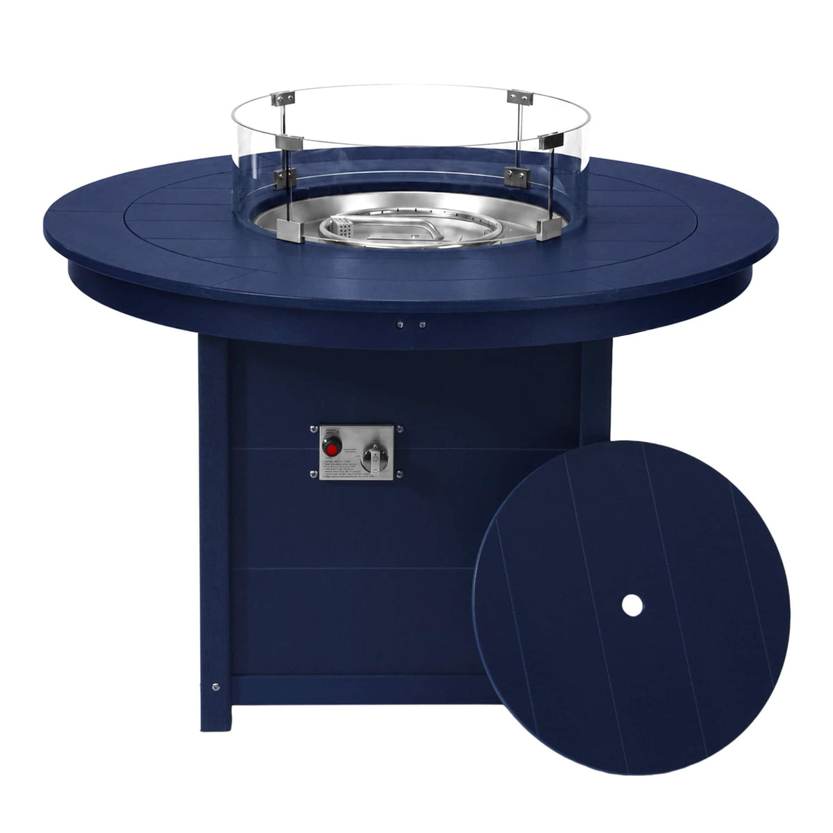 WestinTrends - Helios 47" Modern Outdoor Patio Propane Gas Round Fire Pit Table - Navy Blue