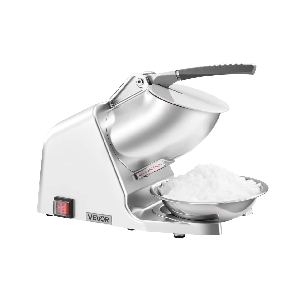 VEVOR - Ice Crusher Machine, 286lbs Per Hour Electric 4 Blades Snow Cone Maker, Stainless Steel Shaved Ice Machine - Silver