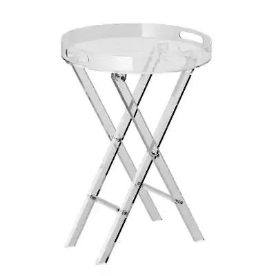VEVOR - Acrylic Folding Tray Table, Acrylic End Table with Folding X Leg, Clear Acrylic Side Table for Coffee, Drink, Food