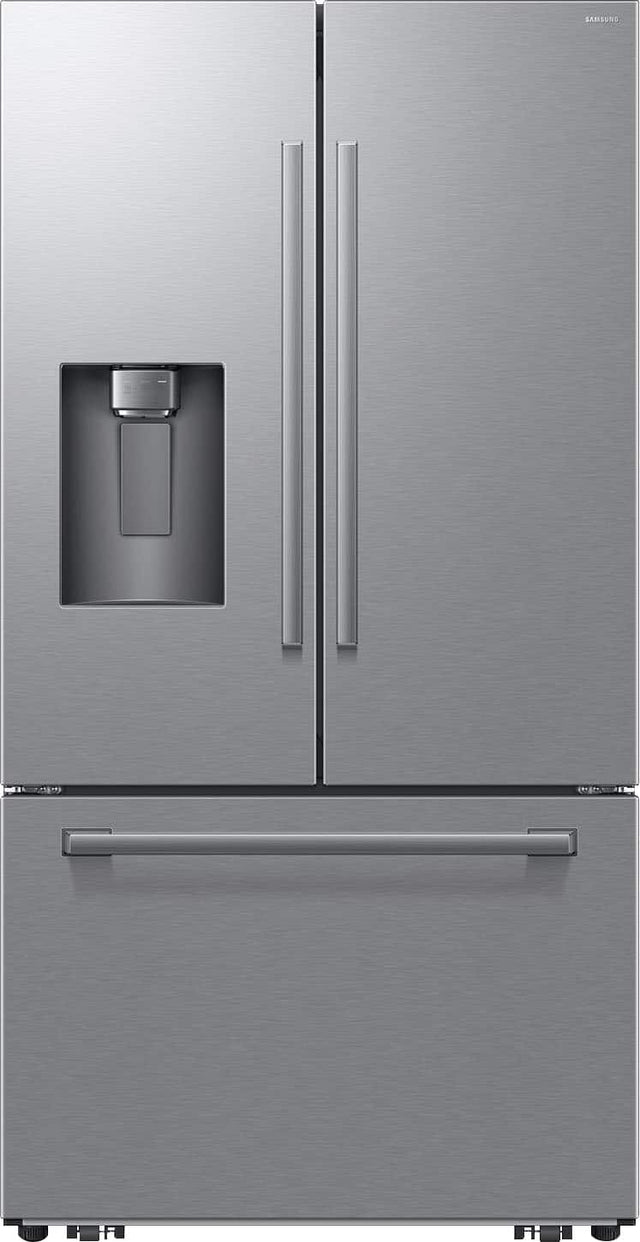 Front. Samsung - 36 in. Wide Bespoke AI 29 cu. ft. 3-Door French Door Refrigerator with Zero Clearance Fit & Sphere Ice™ - Stainless Steel.