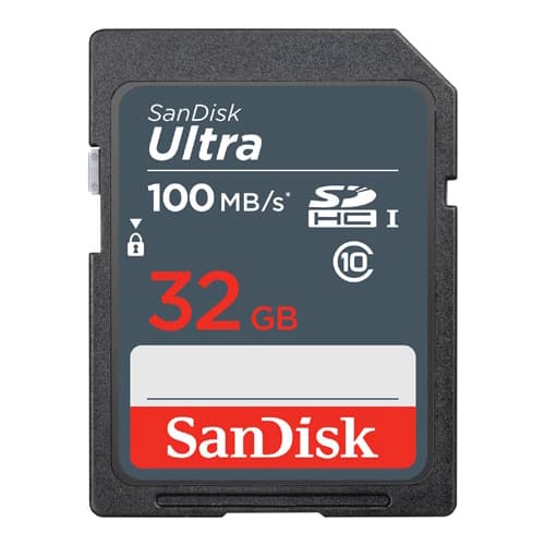 SanDisk Ultra  
100 MB/s  
SDHC I  
32 GB  
10  
SanDisk