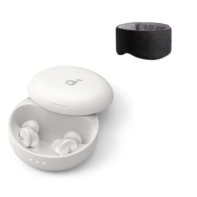 Front. Soundcore - Sleep A30 by Anker Sleep Earbuds with Breescape Cooling Eye Mask,Smart Active Noise Cancelling Sleep Headphones - Lunar White.
