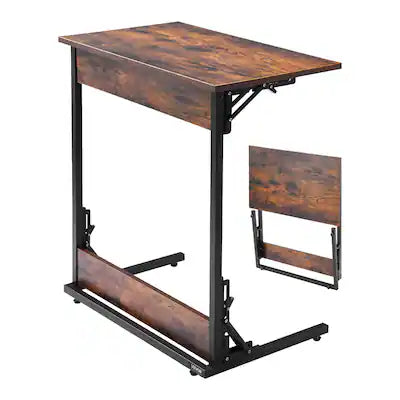 VEVOR - C Table, Folding C Shaped End Table with Metal Frame & Adjustable Feet, Foldable C Shaped Side Table