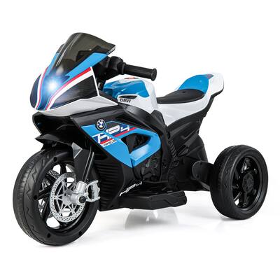 Costway - 12V Kids Ride on Motorcycle Licensed BMW 3 Wheels Electric Toy w/ Light & Music