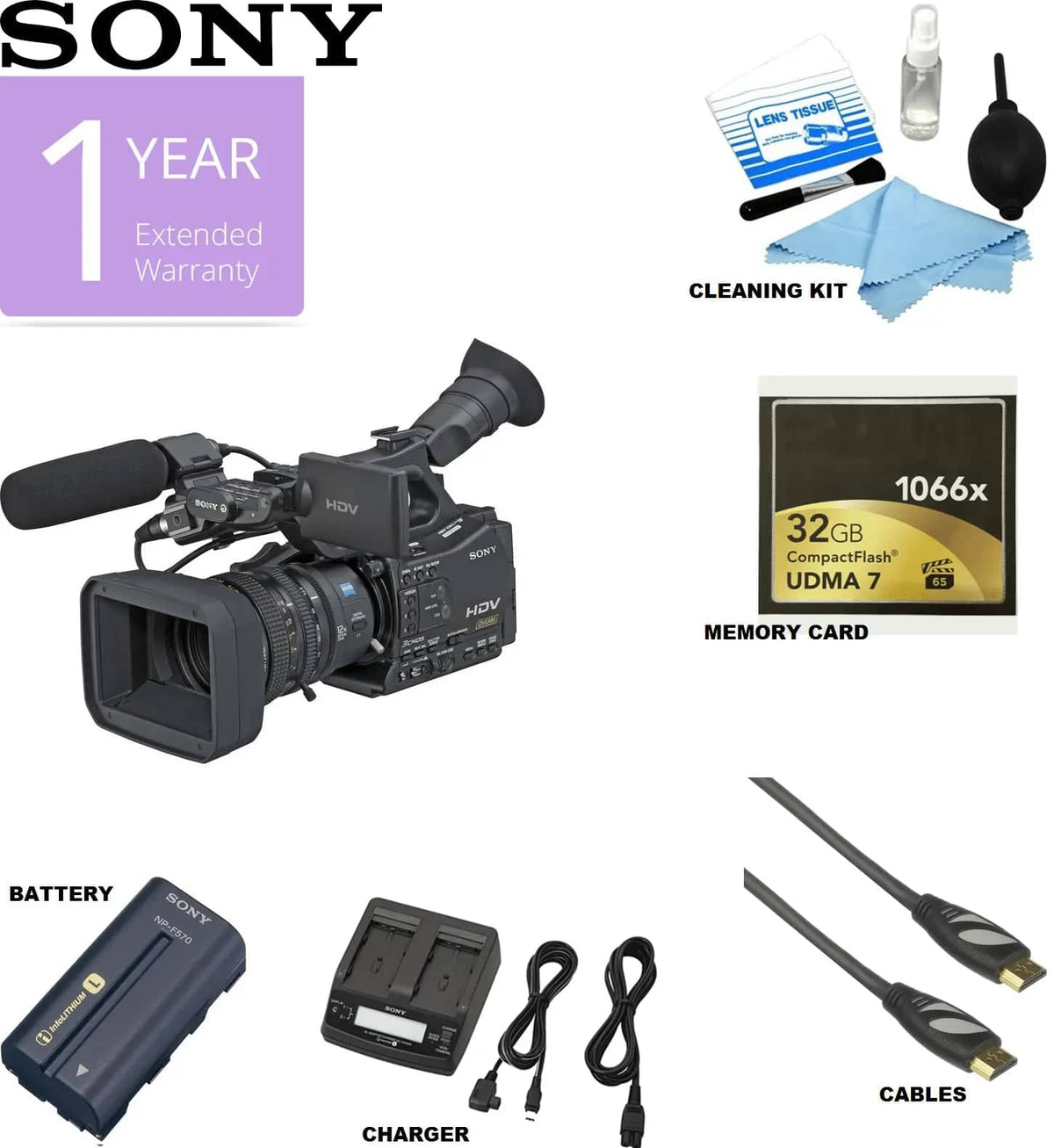 Sony - HVR-Z7U HDV Camcorder - Interchangeable Lens, 1/3" Exmor CMOS, 1080i/24p