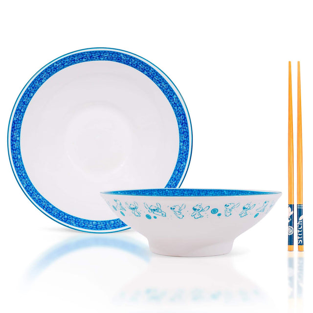 Front. Disney - Disney Lilo & Stitch Poses 30-Ounce Ceramic Ramen Bowl and Chopstick Set - Multi-Colored.