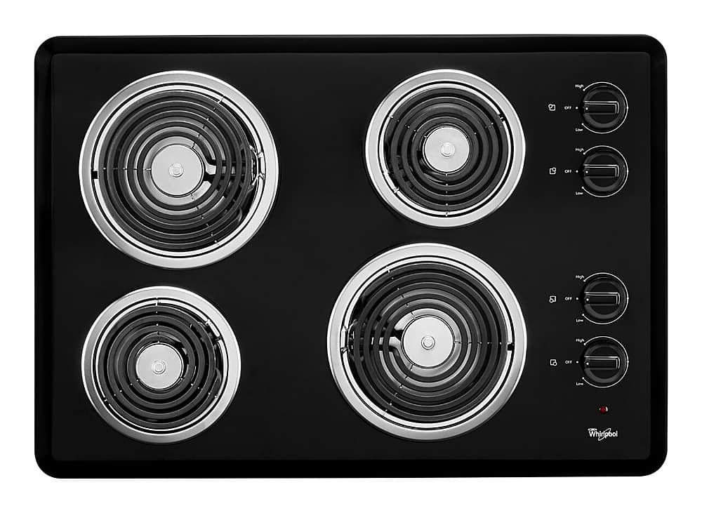 Whirlpool - 30 in. Wide 4 element Built-In Electric Cooktop - Black