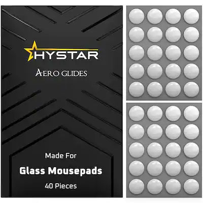 Hystar - Aero Glides | 40 Dot Mouse Skates for Glass Mousepad | High-Density PTFE | Rounded and Polished for Quiet Use