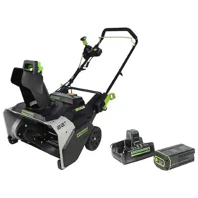 Greenworks - 82V 22" Snow Thrower, 5.0Ah Battery and Dual Port Charger