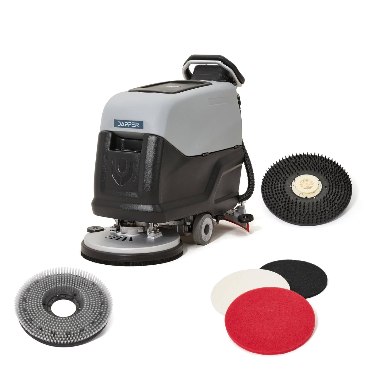 Dapper Supply - Battery Powered Self Propelled Floor Scrubber 20 Inch 4 Hour Runtime 2 Brushes 3 Pads 2 Year Warranty - Gray