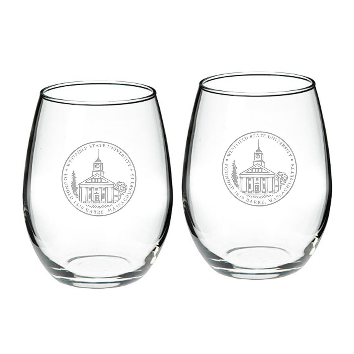 Jardine - Westfield State Owls 21oz. 2-Piece Stemless Wine Glass Set - Multicolor