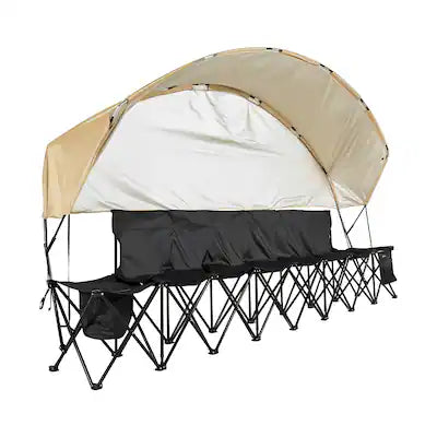 VEVOR - Portable Folding Bench, 6 Seat Soccer Bench with Storage Pockets Cup Holders & Carrying Bag,Lightweight Sideline Seating