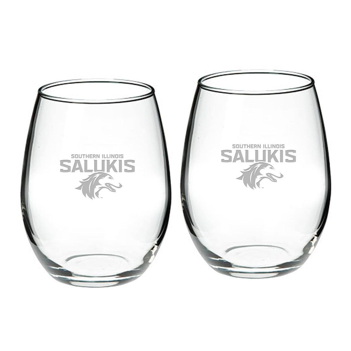 Jardine - Southern Illinois Salukis 2-Piece 21oz. Stemless Wine Glass Set - Multicolor