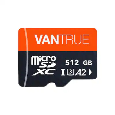 Vantrue - 512GB microSD Card with Adapter, Ultra High Speed SD Card for Dash Cams & Home Security System Video Cameras