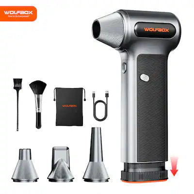 WOLFBOX - Cordless Electric Air Duster with Removable Battery, 3-Speed Adjustable Compressed Air Duster for Office, Home, PC