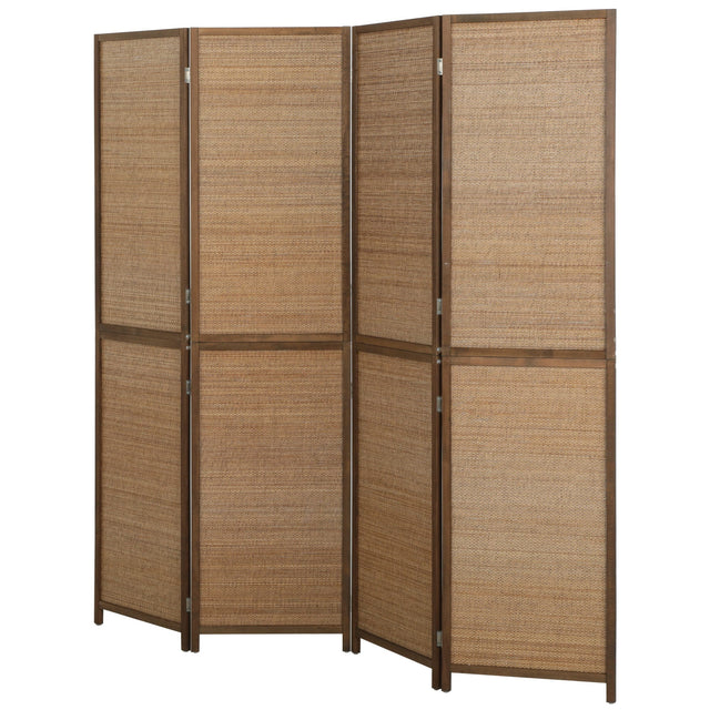 Front. Homcom - Divider, 4 Panel Folding Privacy Screen - Brown.