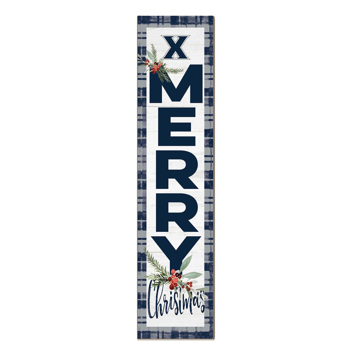 Jardine - Xavier Musketeers 12'' x 48'' Outdoor Merry Christmas Leaner - White